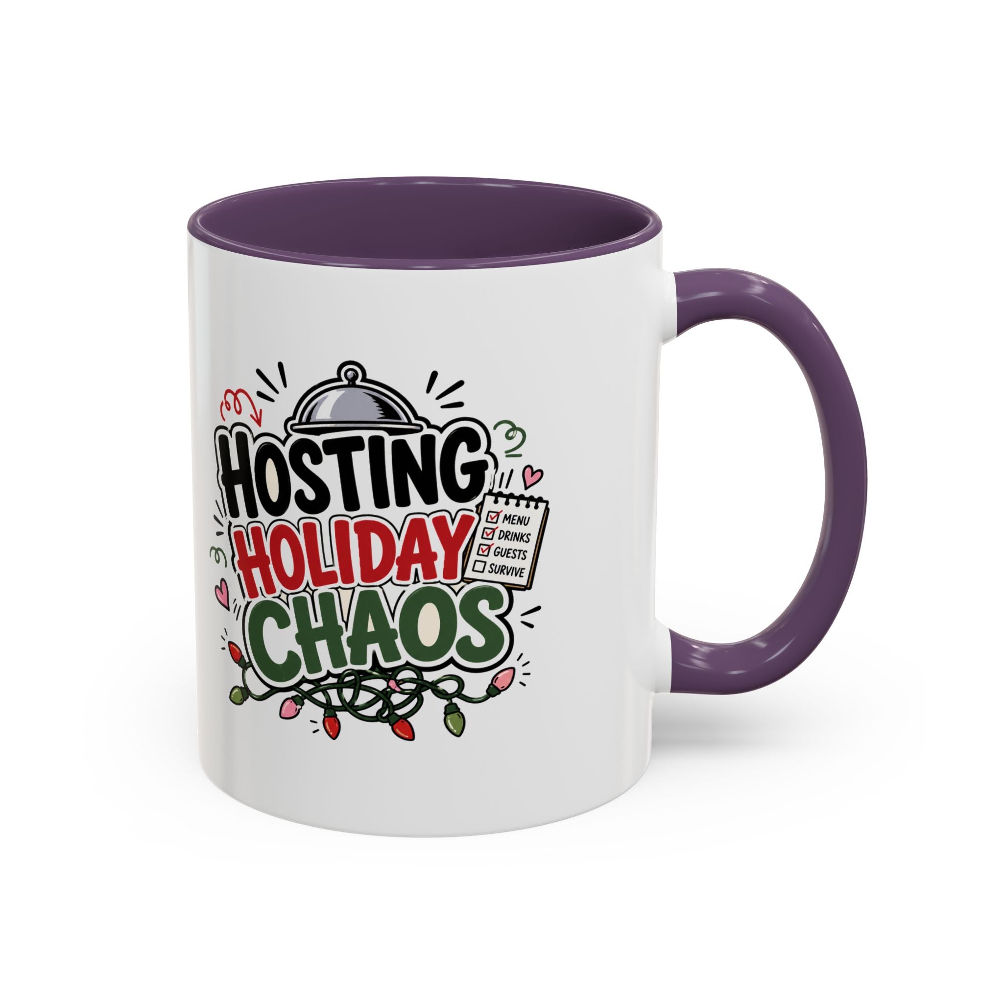 Modern Day Christmas Hosting Holiday Chaos Accent Coffee Mug — "Hosting Holiday Chaos" Funny Christmas Coffee Cup