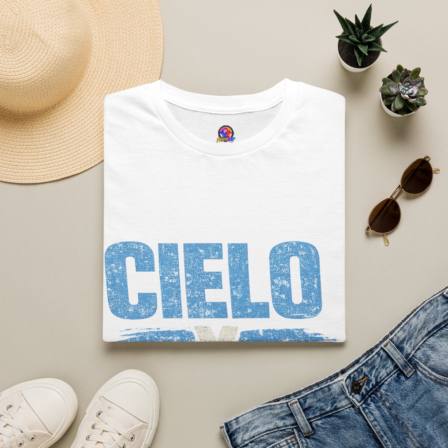 Argentina Cielo Fútbol T-Shirt — Vintage Sky Blue Soccer Tee