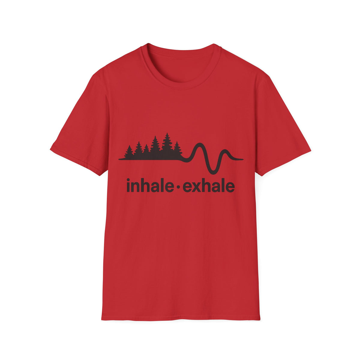 "Inhale Exhale" Mountain Pulse Graphic Tee - Minimalist Breathe Yoga Mindfulness White T-Shirt - Trending Now - September 2026