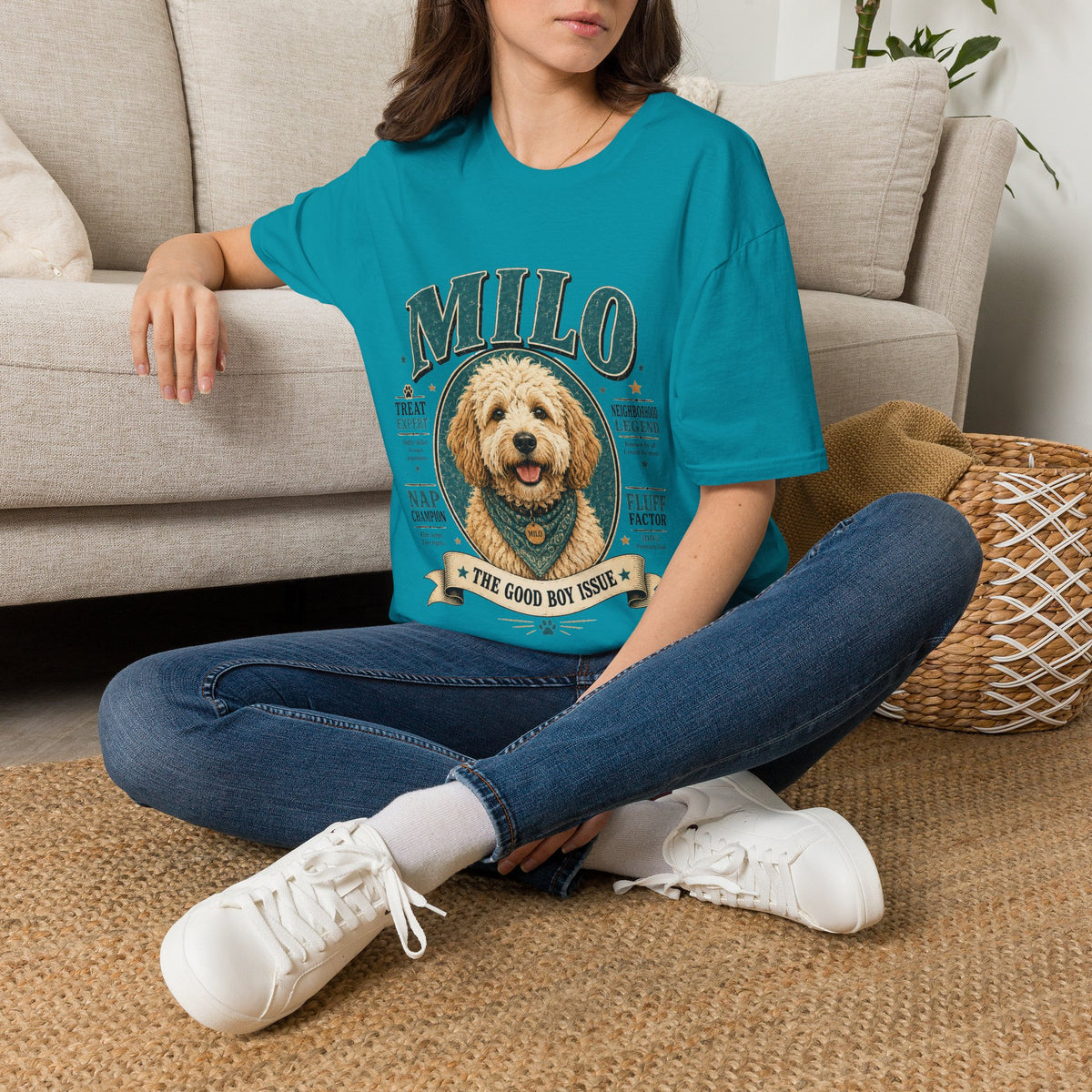 Dog Lover T-Shirt — "MILO" Personalized Pet Portrait Tee