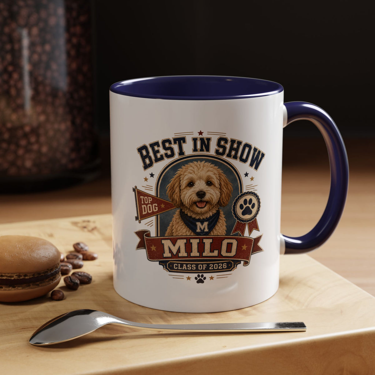 Milo Bailey Dog Dad Mom Best in Show Milo Coffee Mug — Personalized Dog Portrait Accent Mug