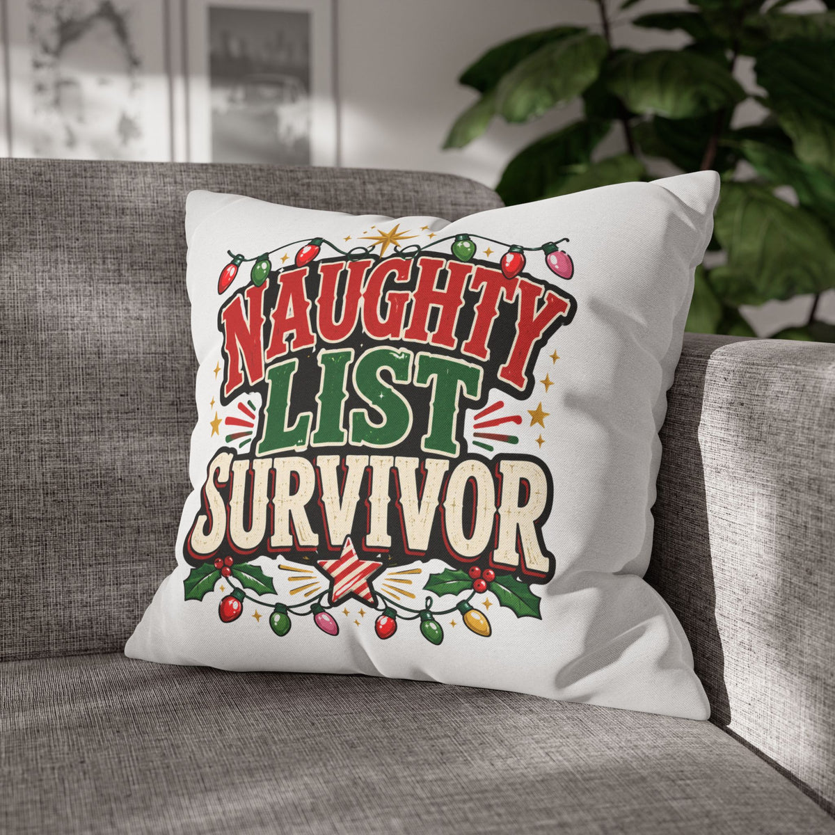 Naughty List Survivor Christmas Pillowcase