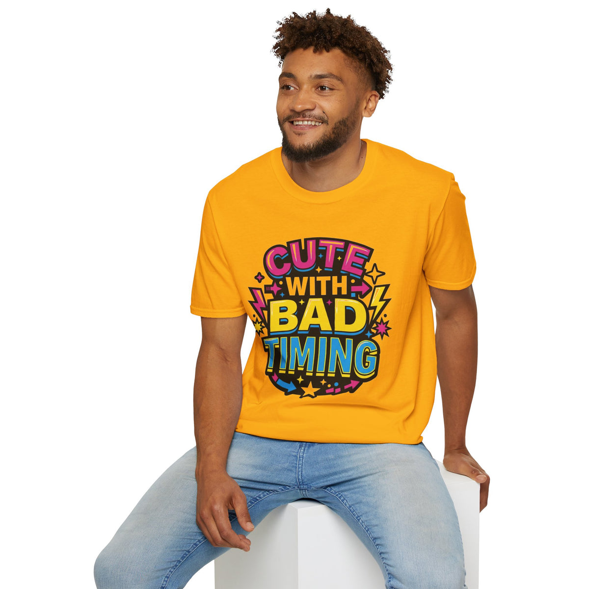 Cute But Bad Timing Graphic T-Shirt — Funny Retro Rainbow Tee - Trending Now - August 2026