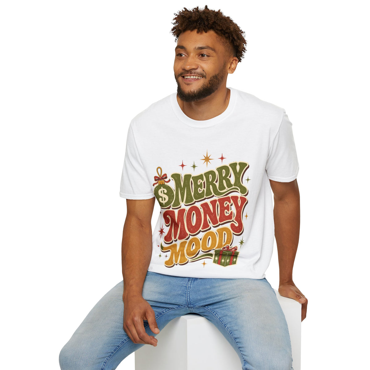 Merry Money Mood T‑Shirt — Retro Holiday Graphic Tee