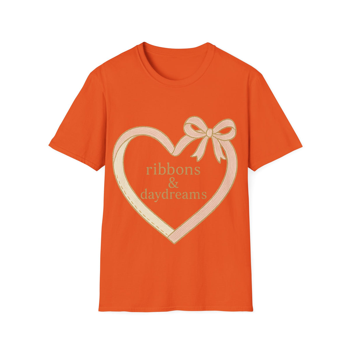 "Chain of Hearts" Gold Charm Ribbon Tee - Cute Coquette Heart Line Aesthetic White T-Shirt - Trending Now - September 2026