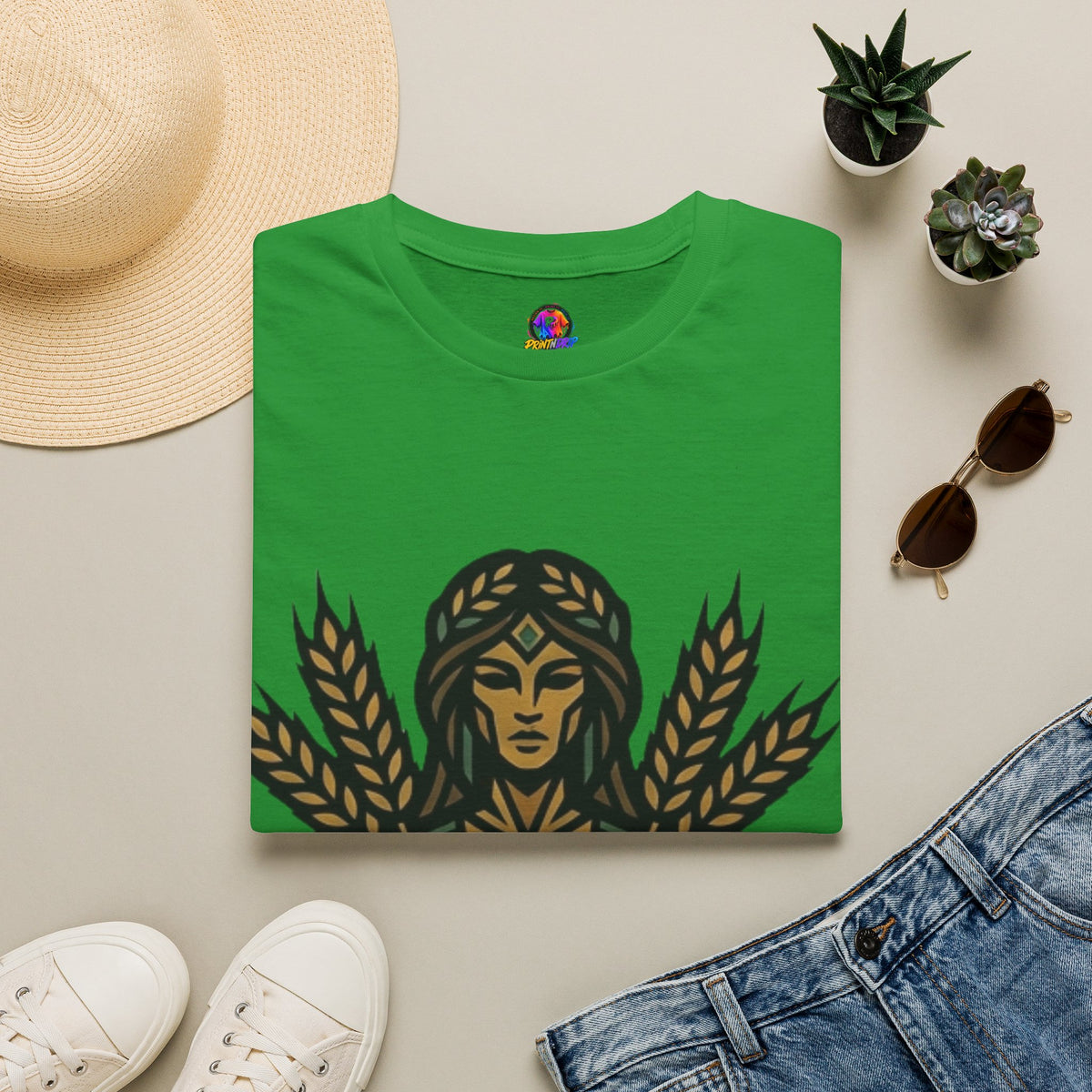 Virgo Zodiac Harvest Goddess T-Shirt — Wheat Maiden Graphic Tee