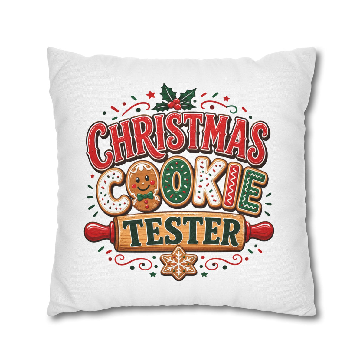 Christmas Cookie Tester Pillowcase — Holiday Decorative Throw Pillow Cover