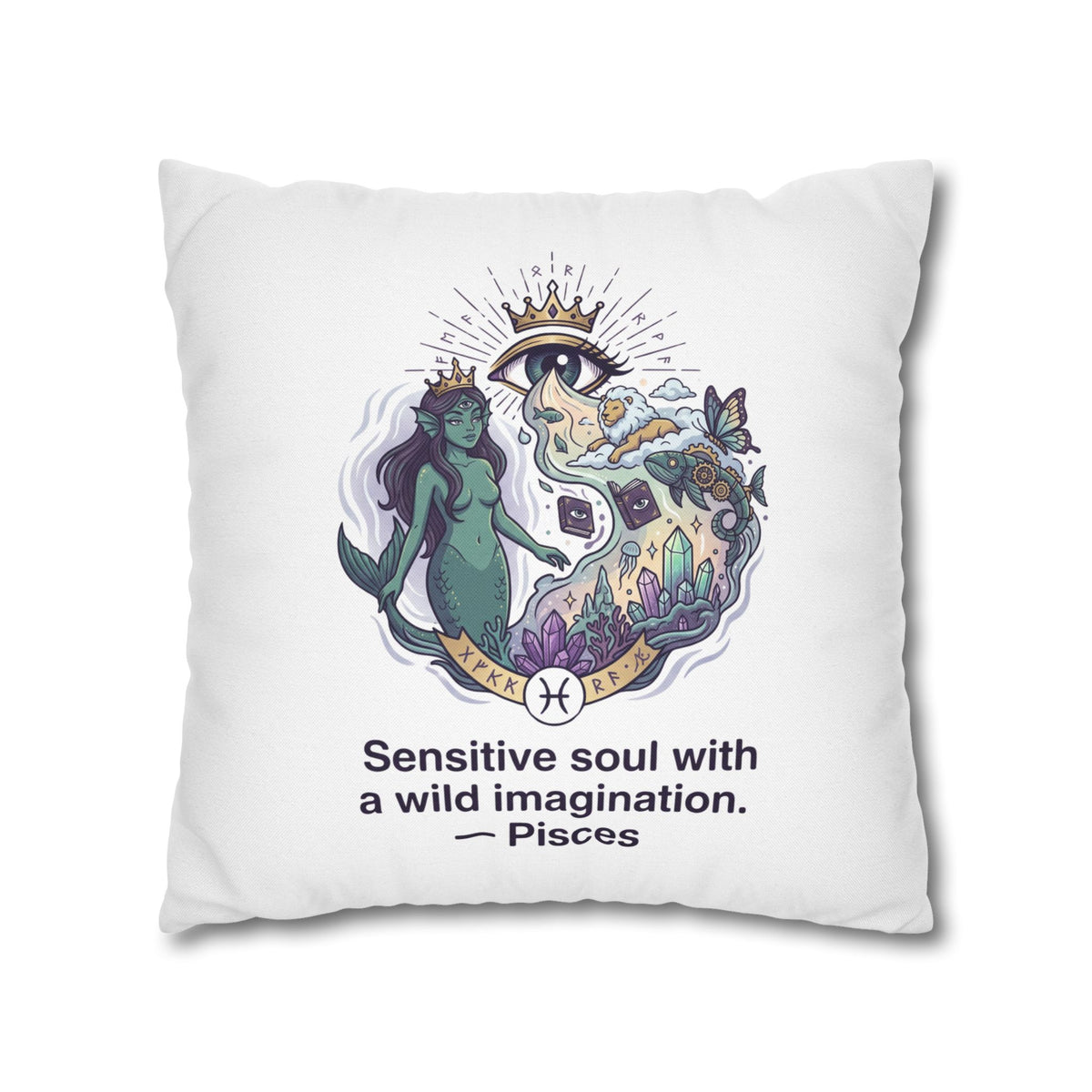 Pisces Zodiac Pillowcase — "Sensitive soul with a wild imagination" Decorative Throw Pillow Cover