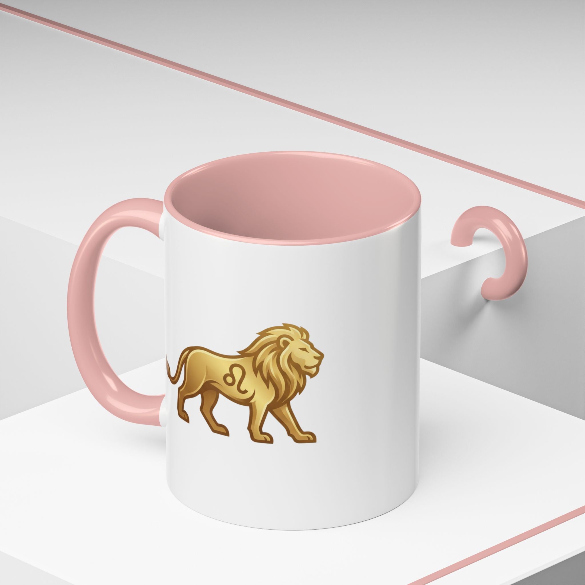 Leo Zodiac Coffee Mug — Gold Lion Accent Mug for Astrology Lovers