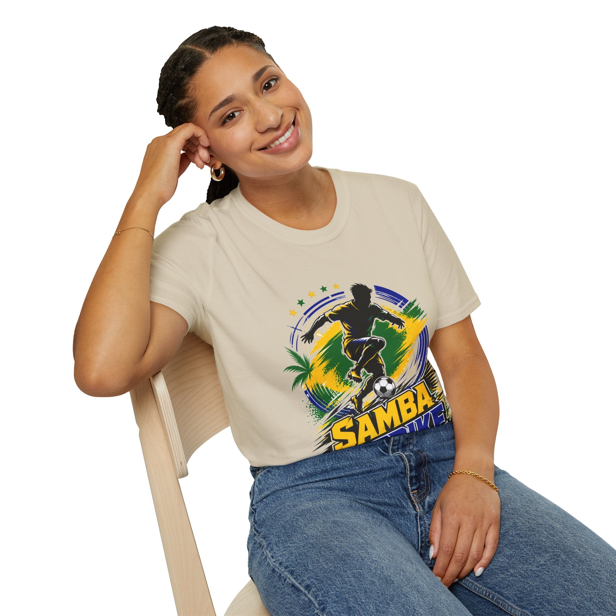Brazil  Samba Strike Soccer T-Shirt — Brazilian Football Player Graphic Tee