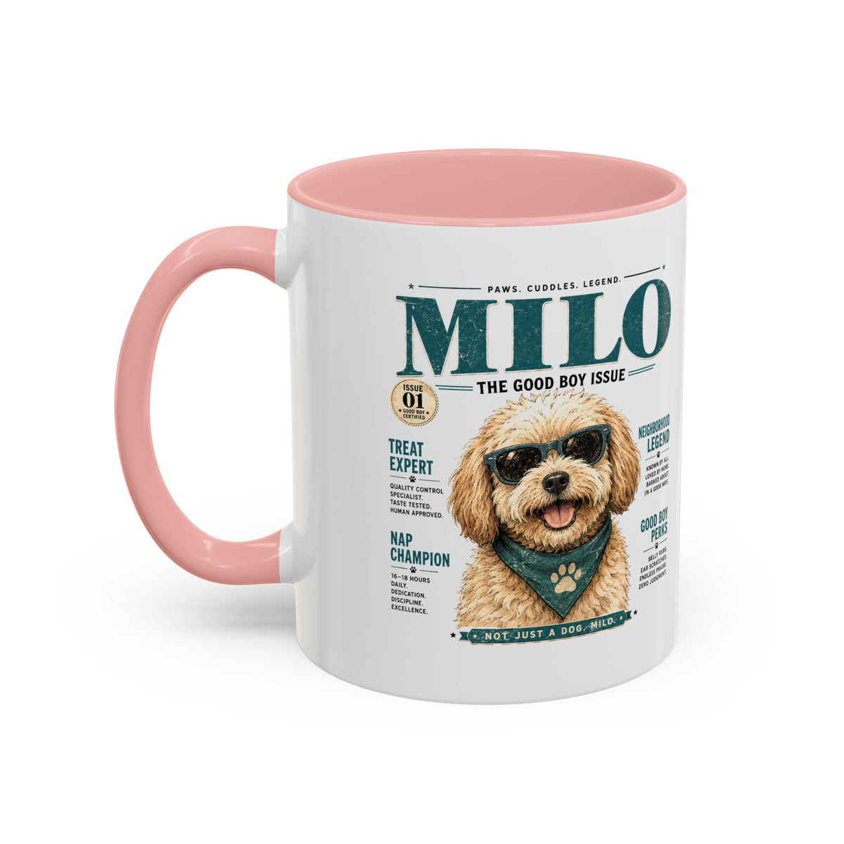 Milo Bailey Dog Dad Mom Milo Magazine-Style Accent Coffee Mug — Cute Dog Portrait