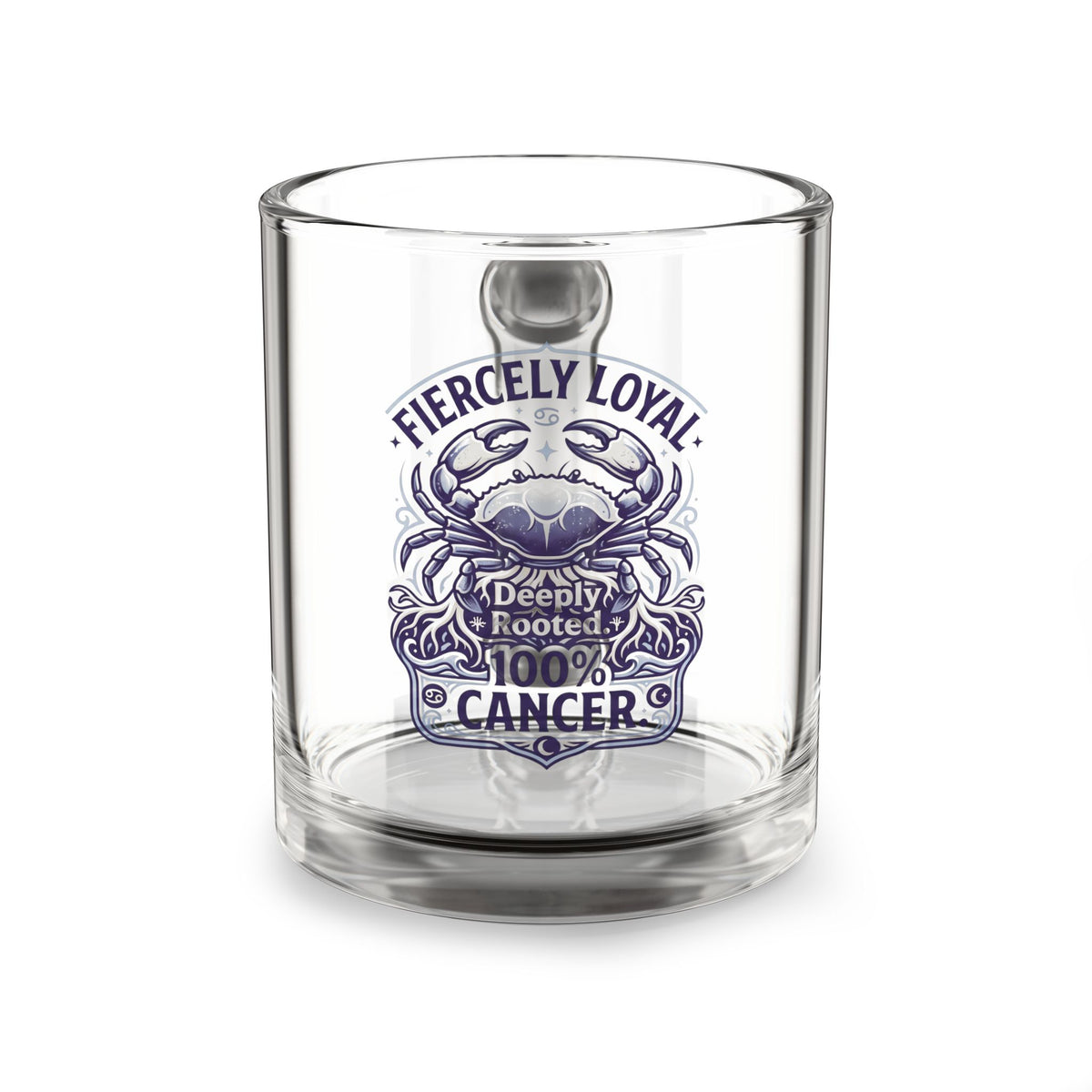 Cancer Zodiac Glass Mug — "Fiercely Loyal, Deeply Rooted" 10oz