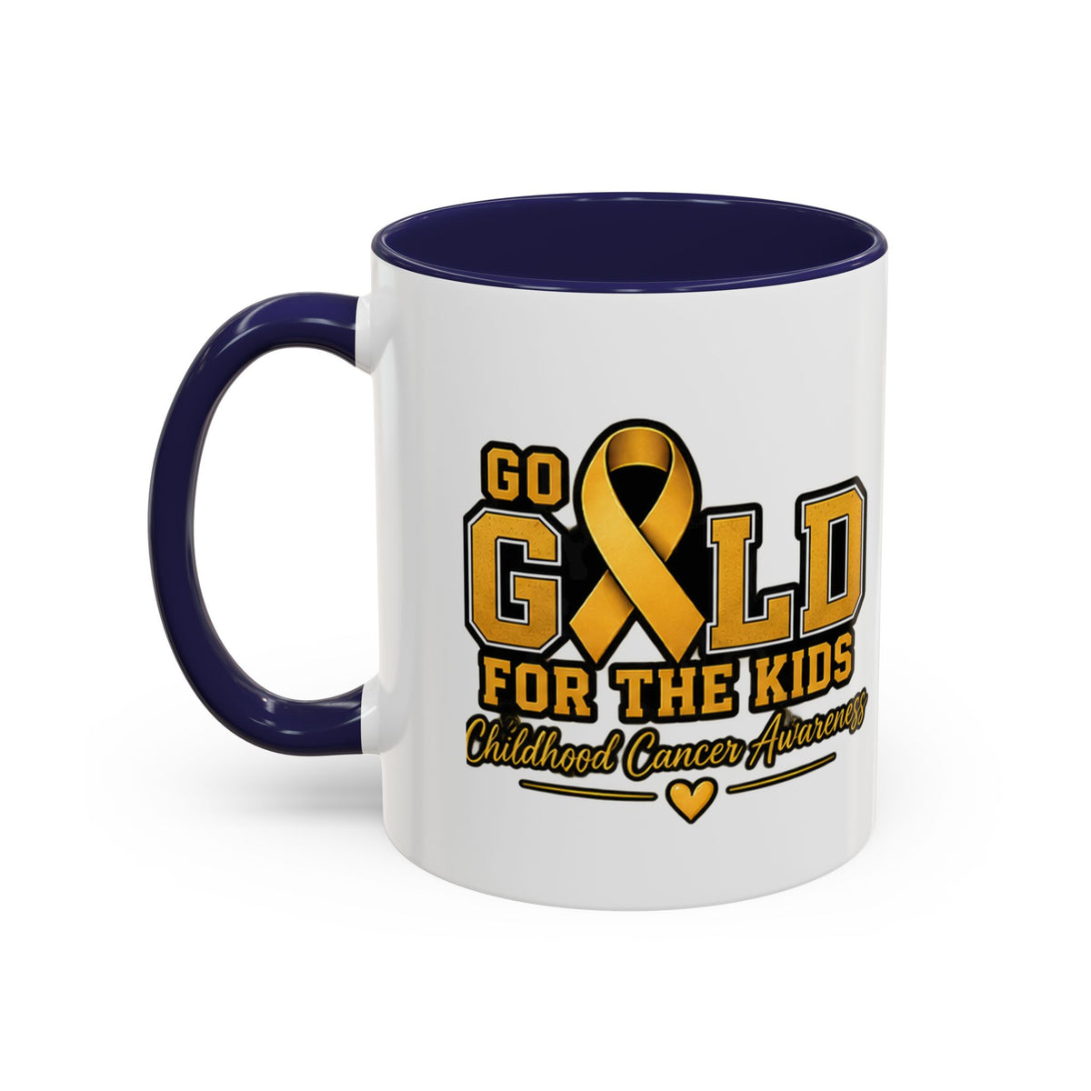 Gold For The Kids Coffee Mug — Childhood Cancer Awareness Accent Mug (11/15oz)