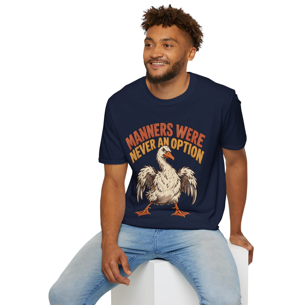 Funny And Witty “Manners Were Never An Option” Goose Graphic T-Shirt
