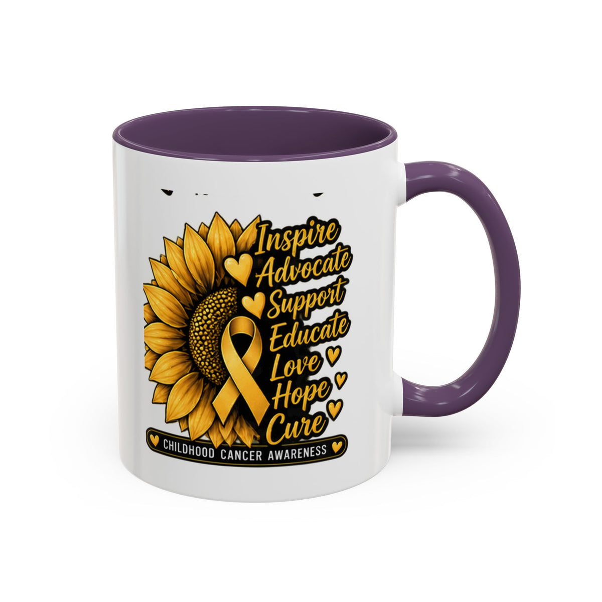 Childhood Cancer Awareness Sunflower Accent Coffee Mug (11/15oz)