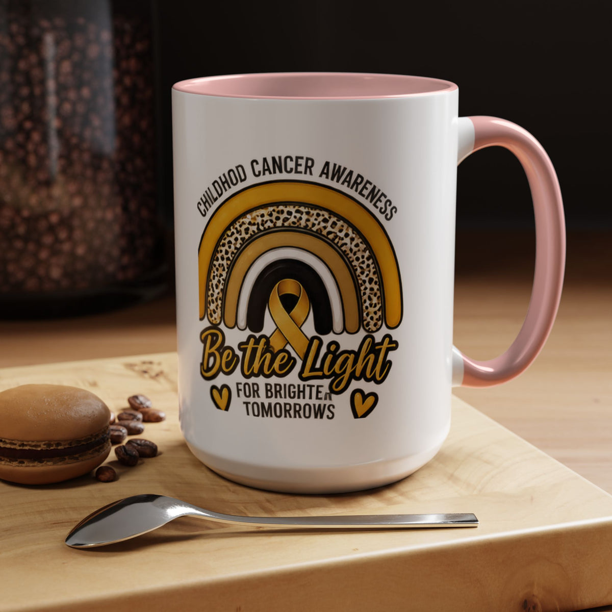 Childhood Cancer Awareness Accent Coffee Mug — "Be the Light" 11/15oz