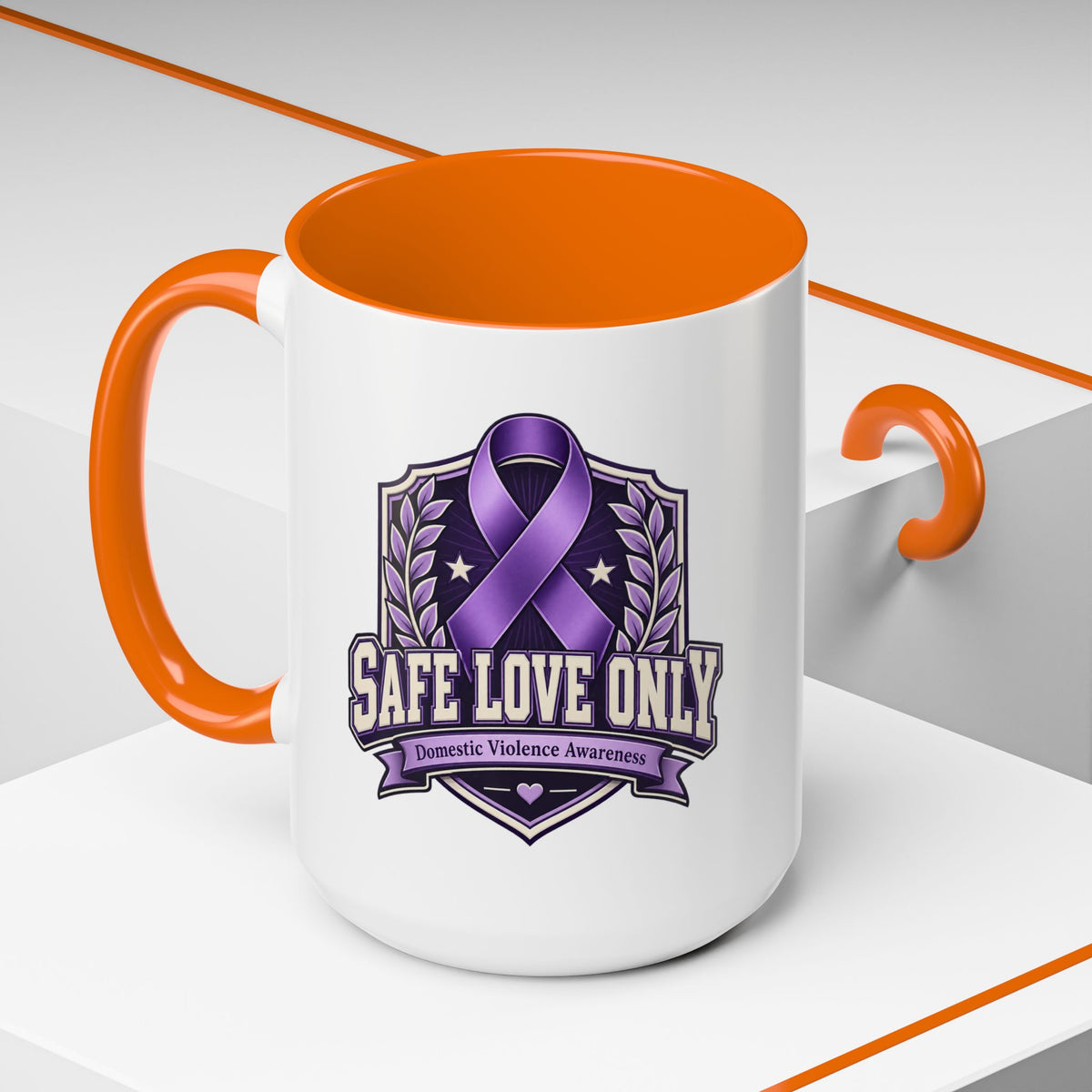 Coffee Mug — "Safe Love Only" Domestic Violence Awareness (Purple Ribbon)