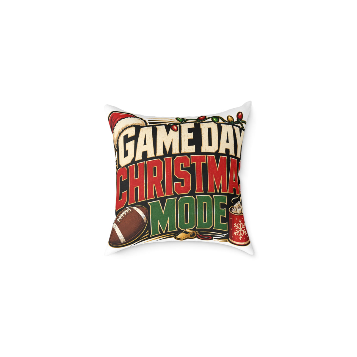 Modern Day Christmas Game Day Christmas Mode Square Poly Canvas Pillow