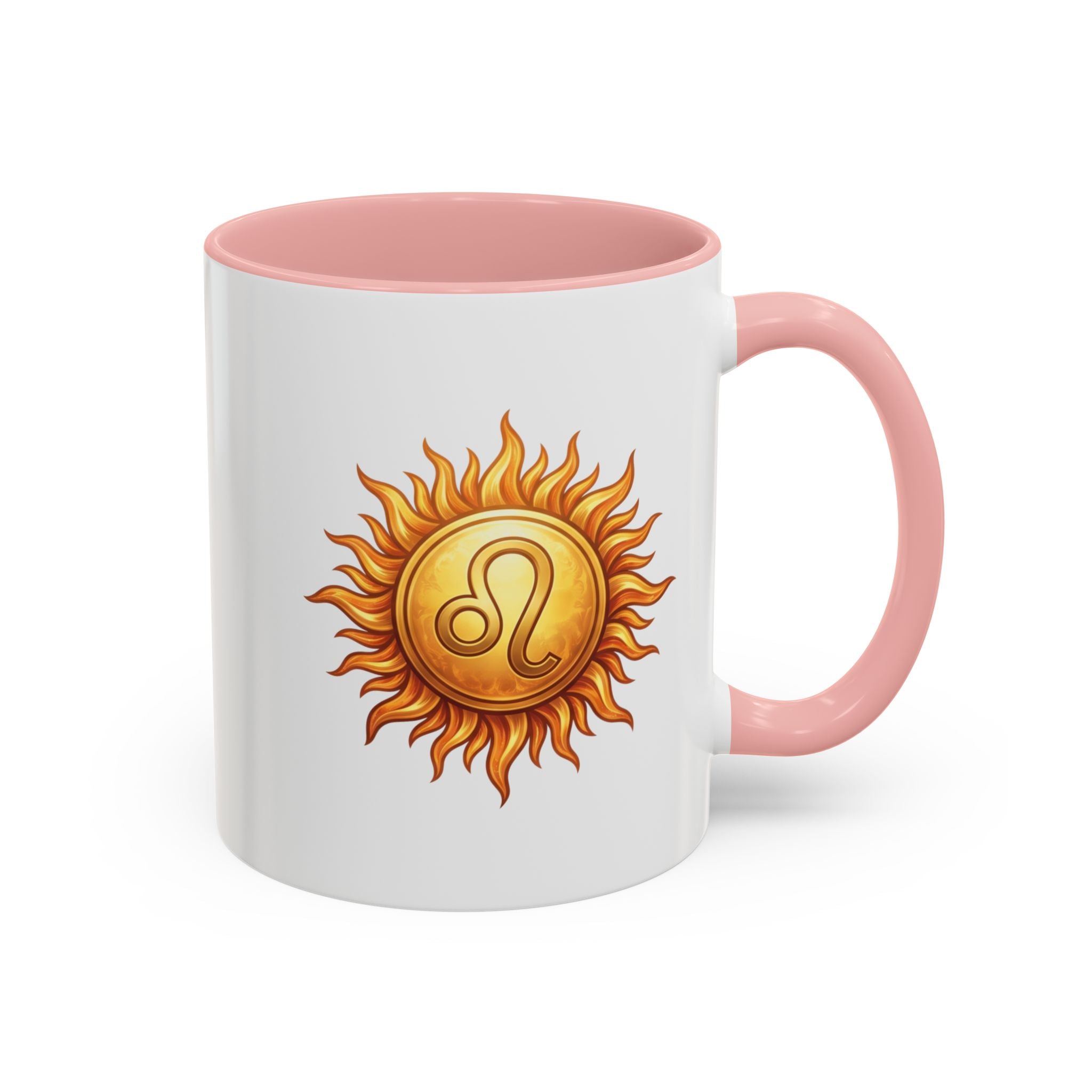 Leo Zodiac Sun Coffee Mug — Astrology Gift, Bold Sun & Leo Symbol Accent Mug