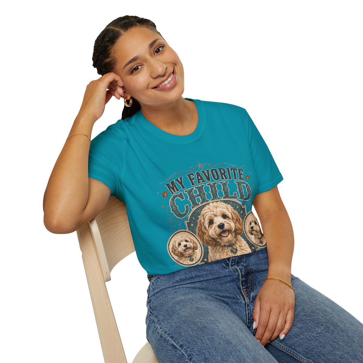 My Favorite Child Dog Mom T-Shirt — Cute Doodle Portrait Pet Lover Tee