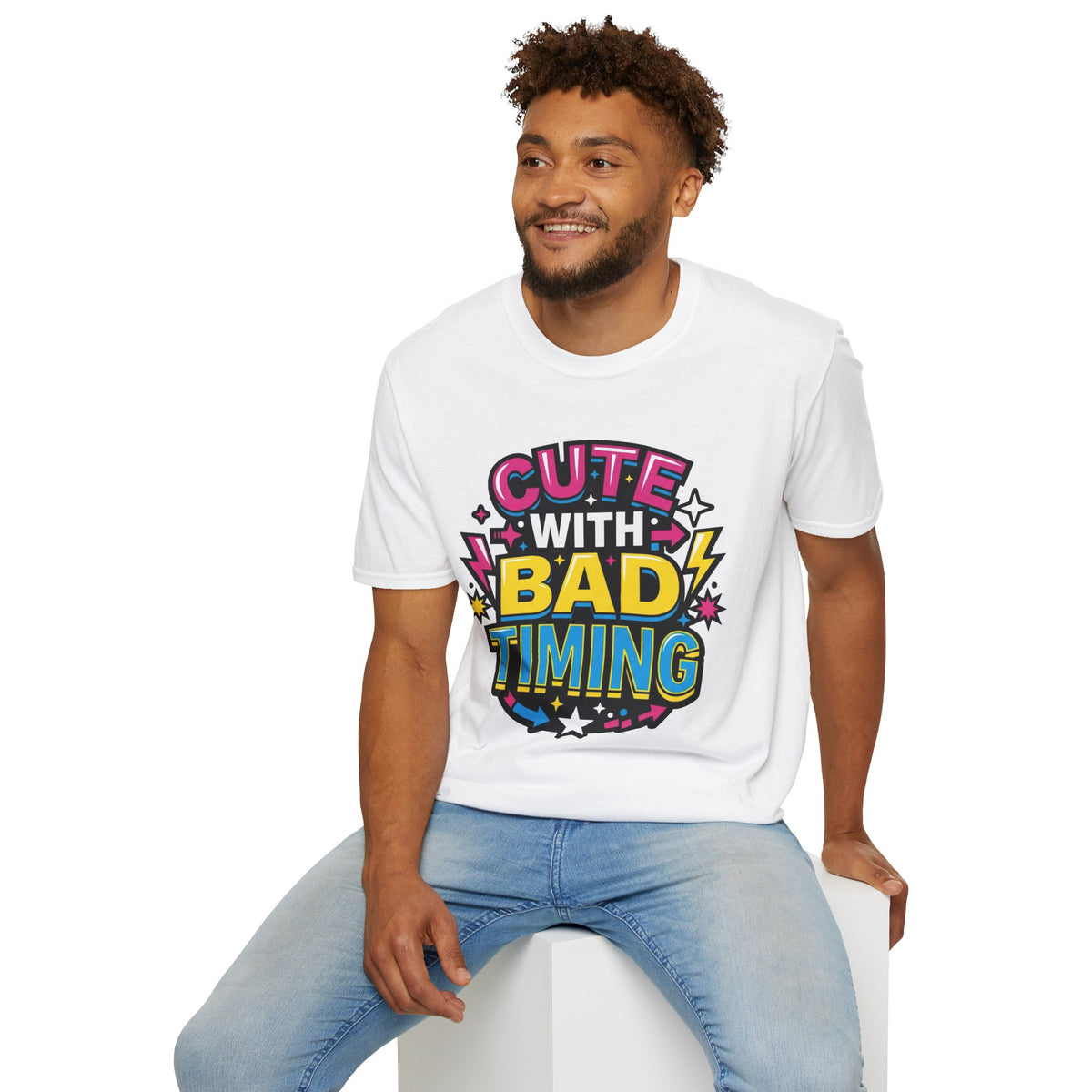 Cute But Bad Timing Graphic T-Shirt — Funny Retro Rainbow Tee - Trending Now - August 2026