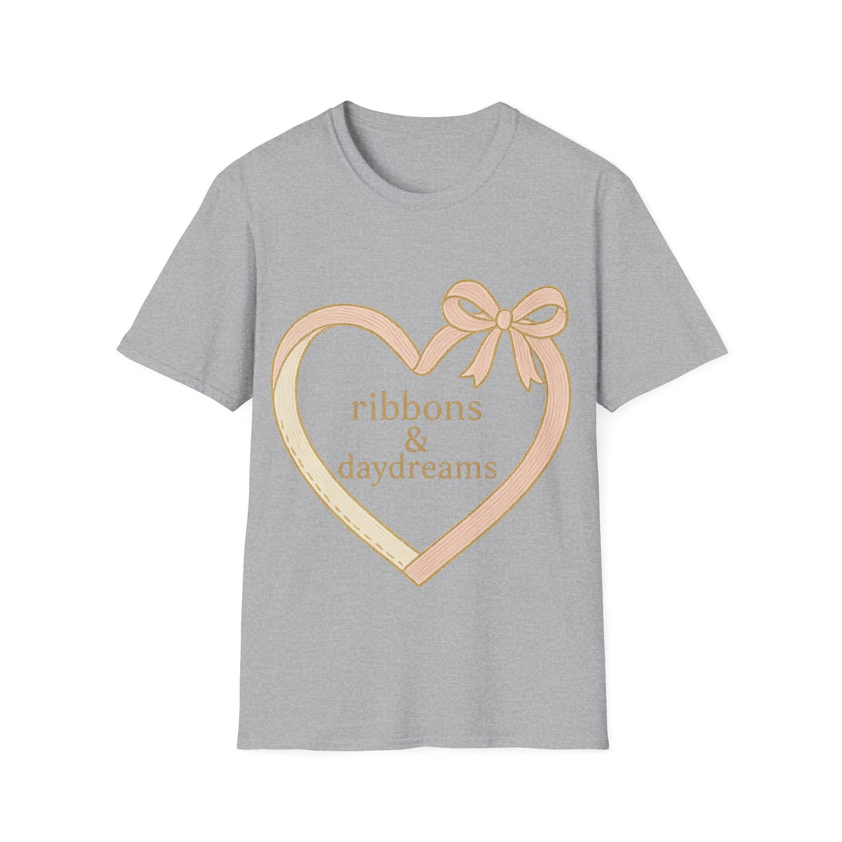 "Chain of Hearts" Gold Charm Ribbon Tee - Cute Coquette Heart Line Aesthetic White T-Shirt - Trending Now - September 2026