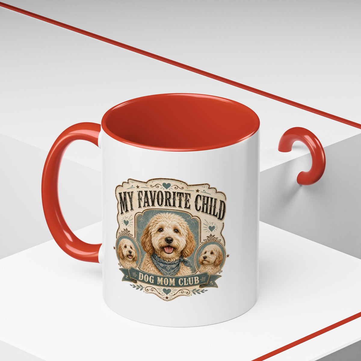 Milo Bailey Dog Dad Mom My Favorite Child Dog Mom Club Accent Coffee Mug – Cute Doodle Dog Mother's Day Gift