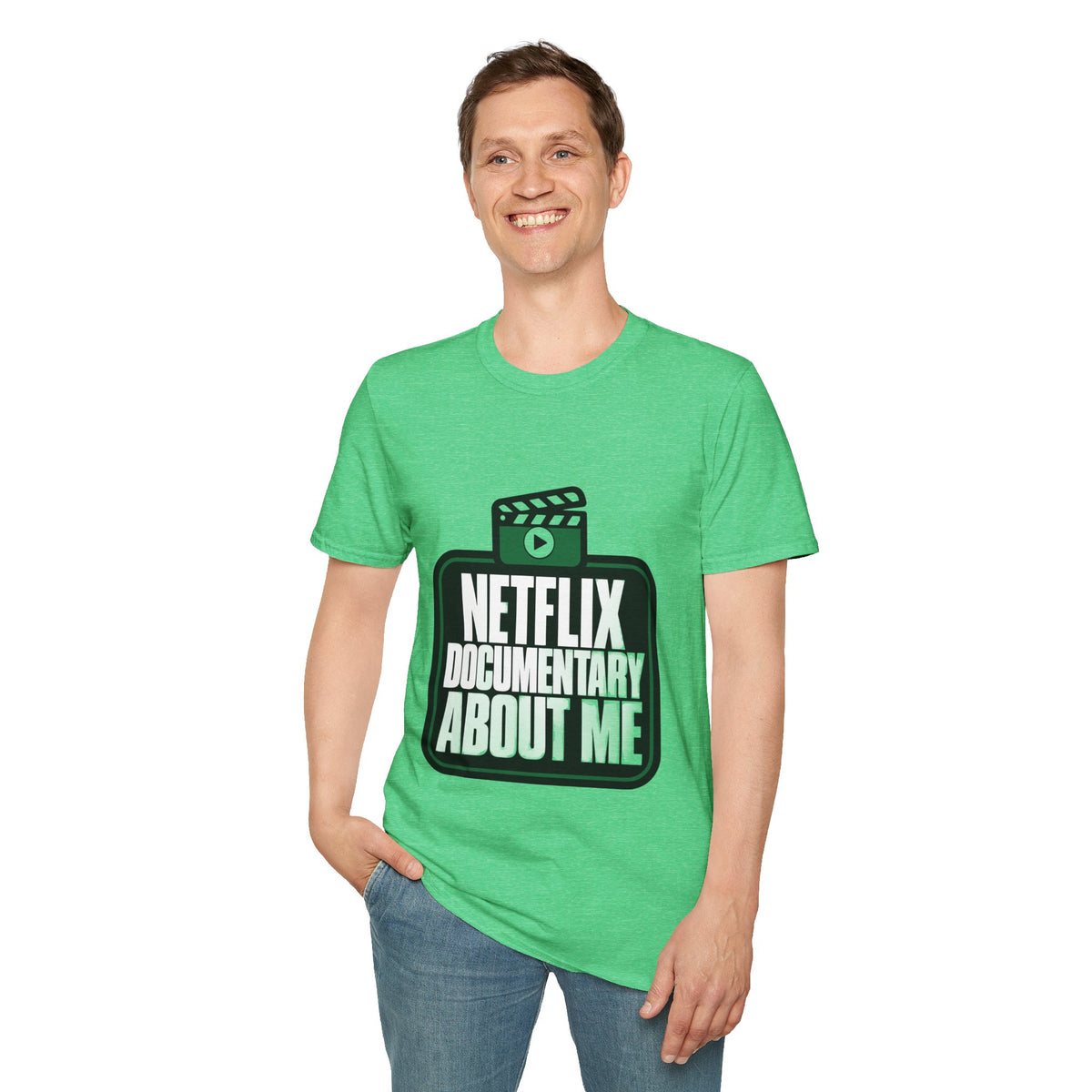Netflix Documentary About Me Green Block Badge T-Shirt - Funny Sarcastic Pop Culture Tee - Trending Now - September 2026