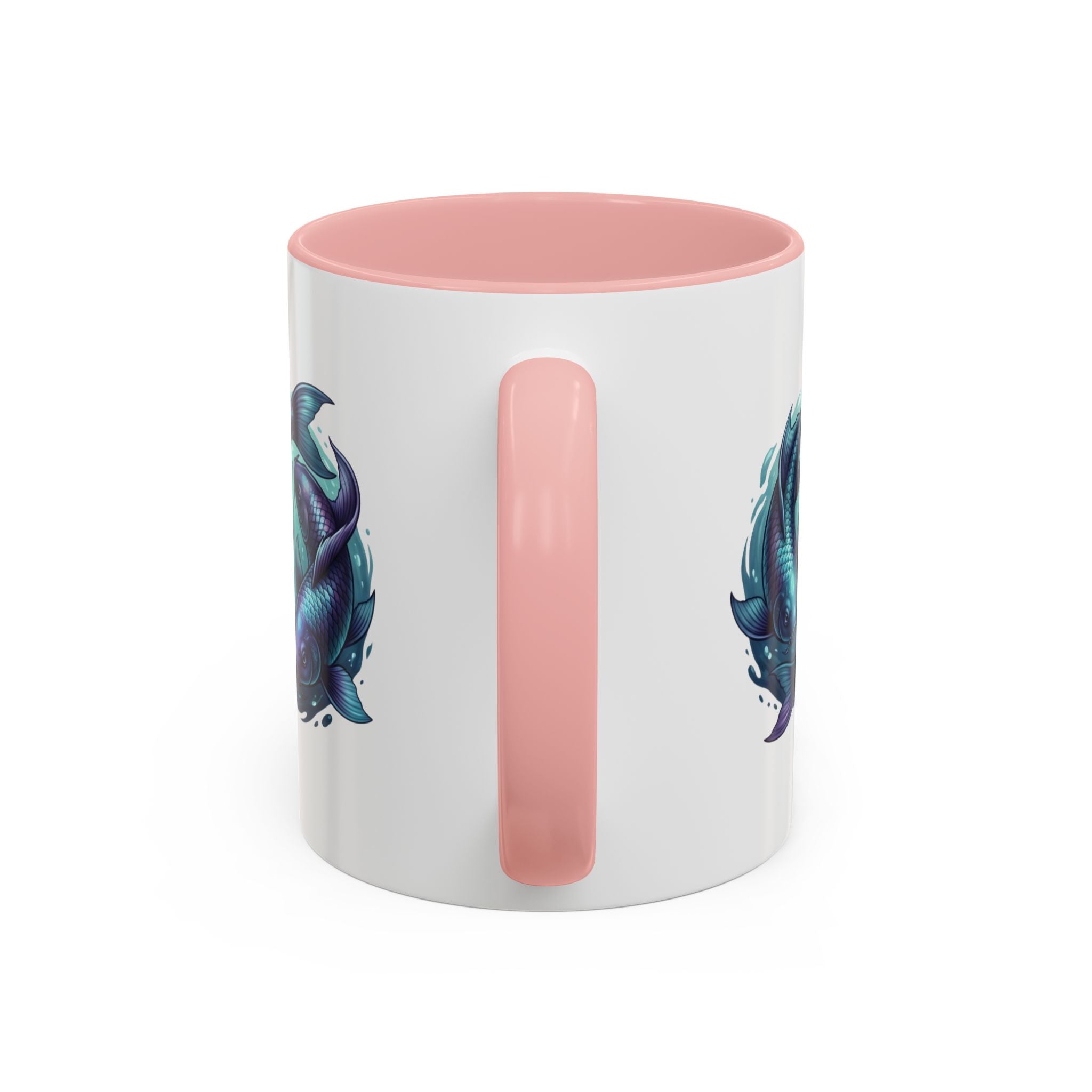 Koi Fish Accent Coffee Mug — Blue Pisces Ceramic Mug