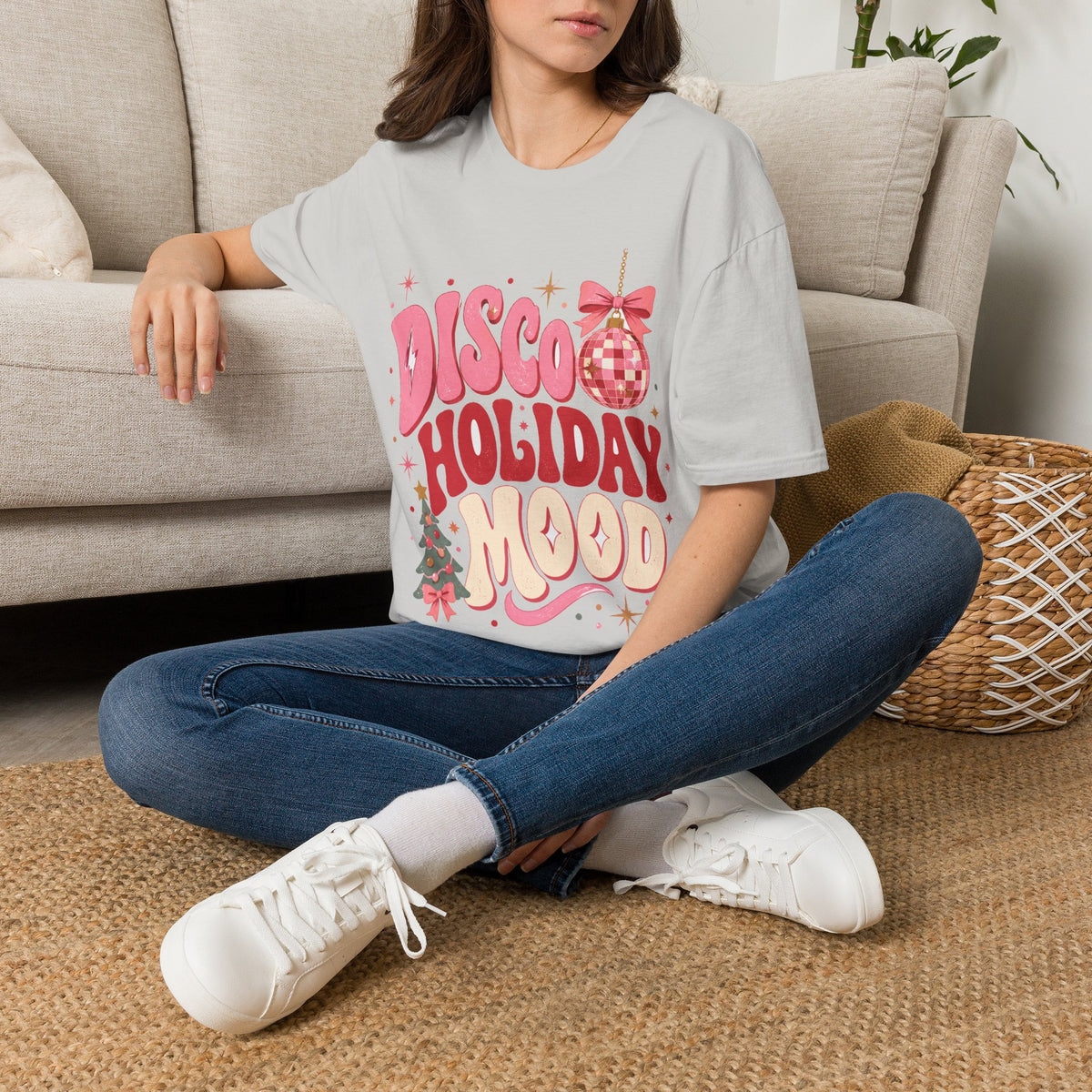 Disco Holiday T-Shirt — Retro Pink Disco Ball Christmas Tee