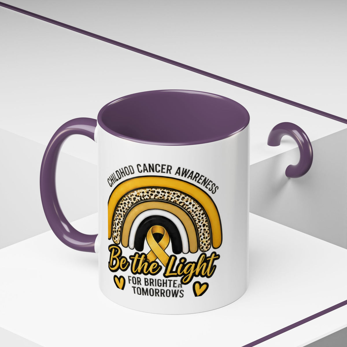 Childhood Cancer Awareness Accent Coffee Mug — "Be the Light" 11/15oz