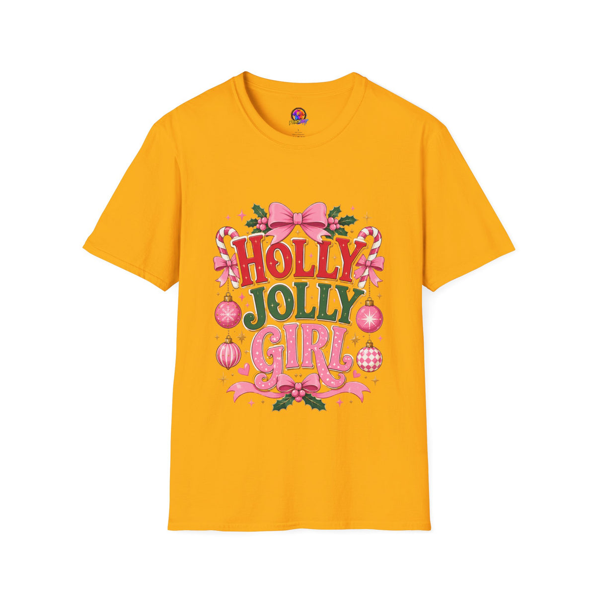 Holly Jolly Girl T-Shirt — Pink Holiday Graphic Tee