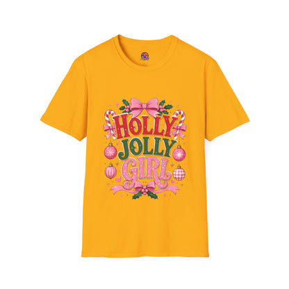 Holly Jolly Girl T-Shirt — Pink Holiday Graphic Tee