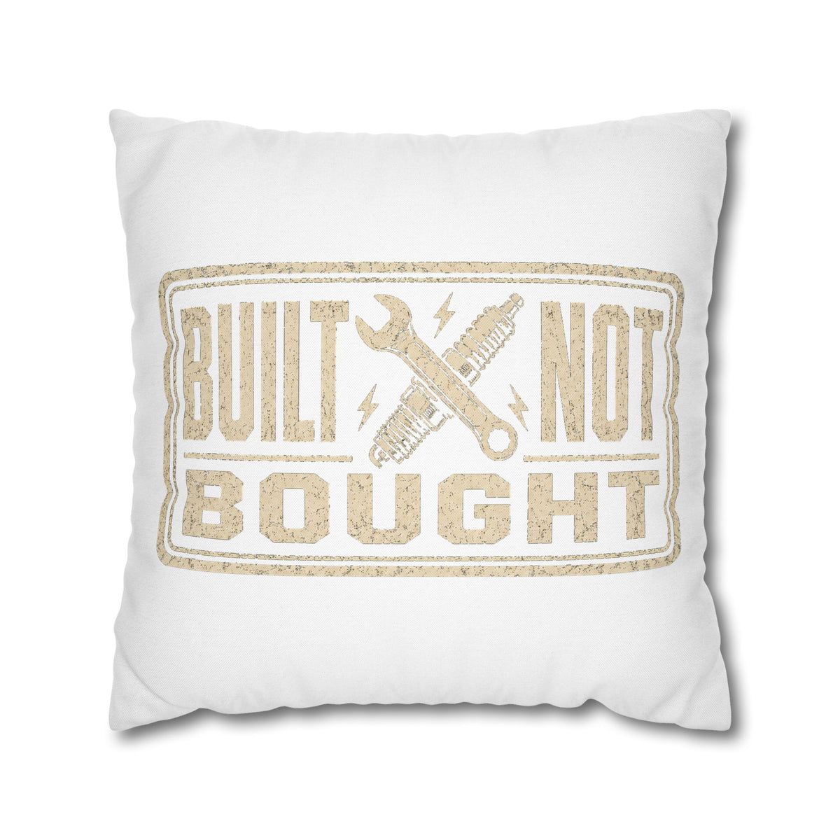 Built Not Bought Pillowcase Milo Bailey Dog Dad Mom — Rustic Mechanic Accent Pillow