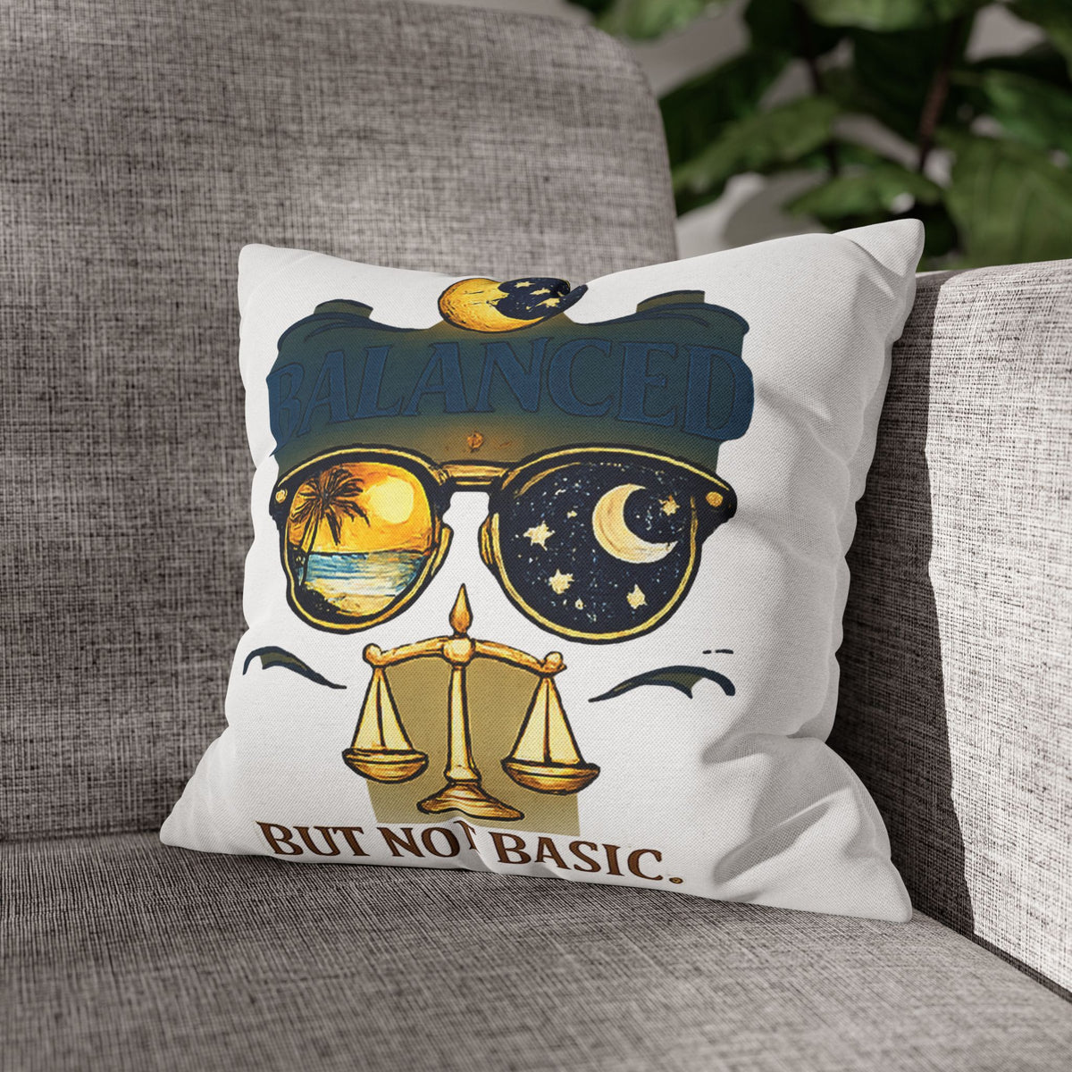 Libra Zodiac Balance But Not Basic Spun Polyester Square Pillowcase