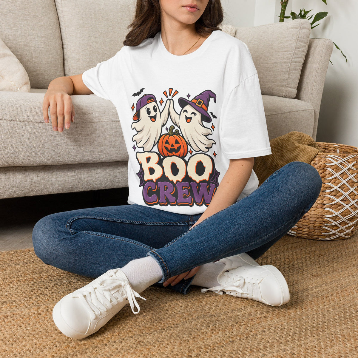 Boo Crew Halloween T-Shirt — Cute Ghosts & Pumpkin Graphic