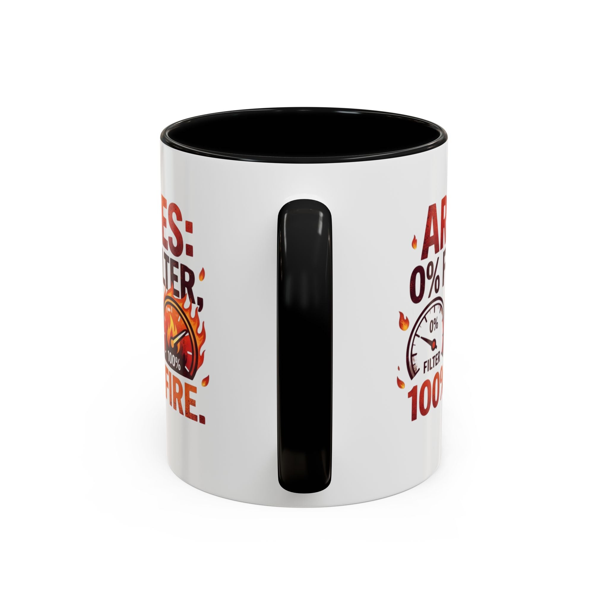 Aries Coffee Mug — "0% Filter, 100% Fire" Zodiac Astrology Mug