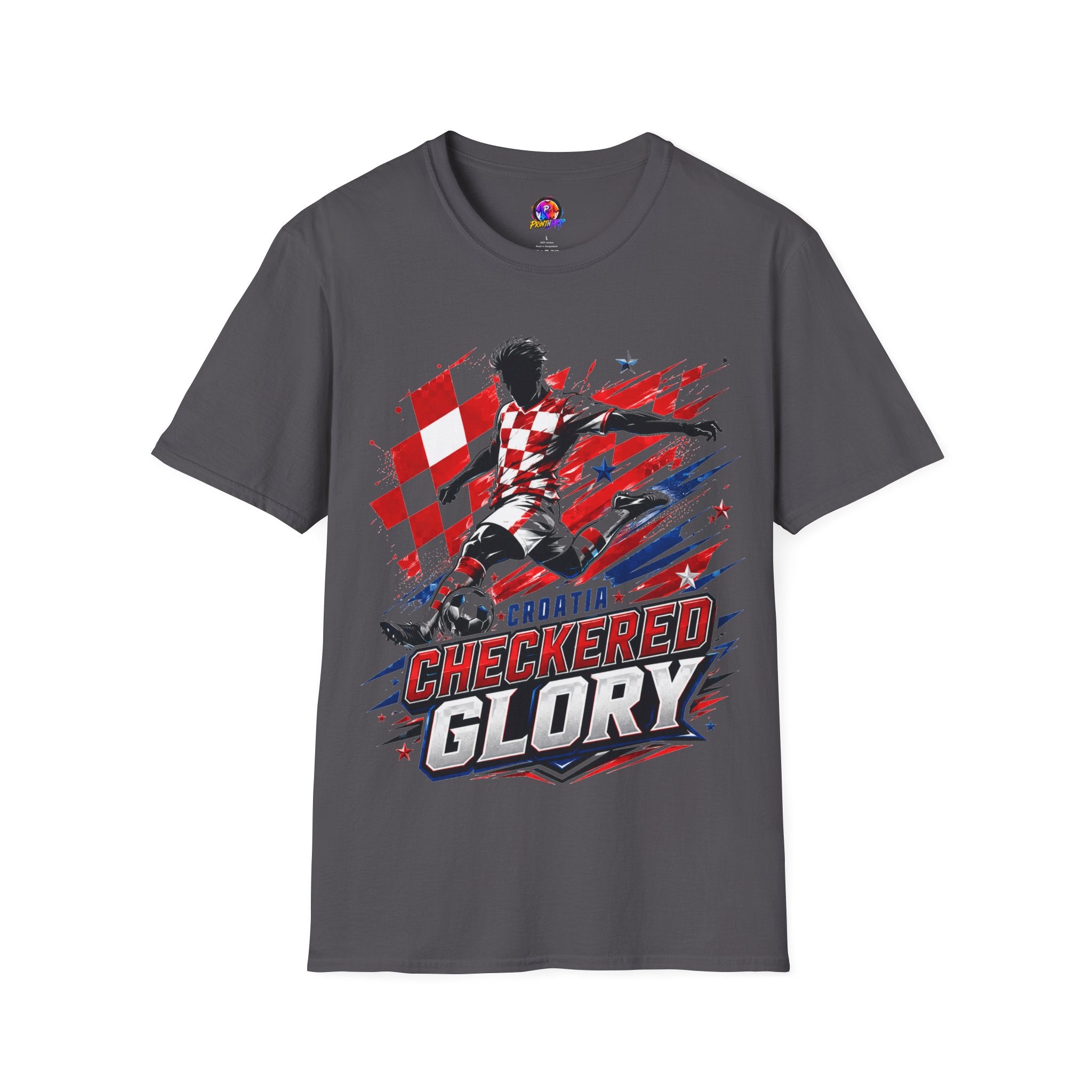Checkered Glory T-Shirt — Croatia Soccer Fan Tee