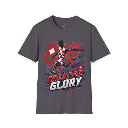 Checkered Glory T-Shirt — Croatia Soccer Fan Tee