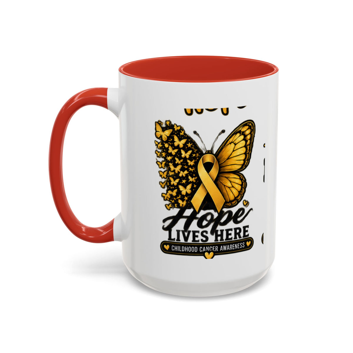Children’s Cancer Awareness Accent Coffee Mug — "Hope Lives Here" (11/15oz)