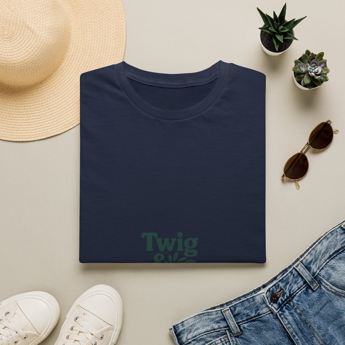 "Twig & Thrive" Minimalist Botanical Tee - Aesthetic Clean Plant Slogan White T-Shirt - Trending Now - September 2026