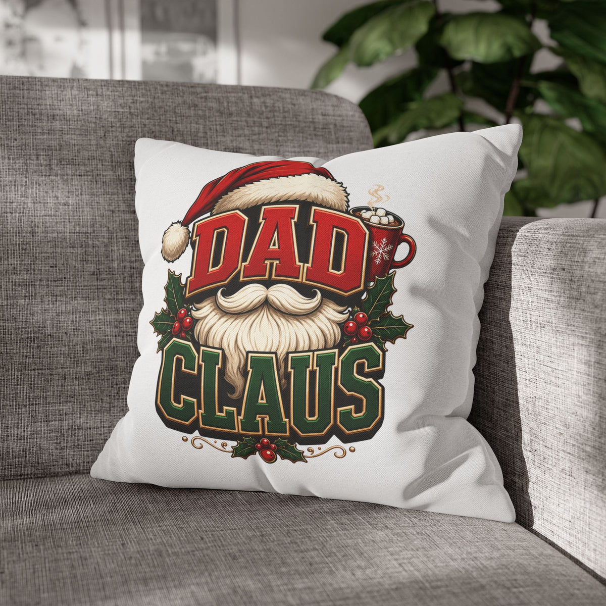Dad Claus Christmas Pillowcase — Festive Santa Beard Holiday Decor