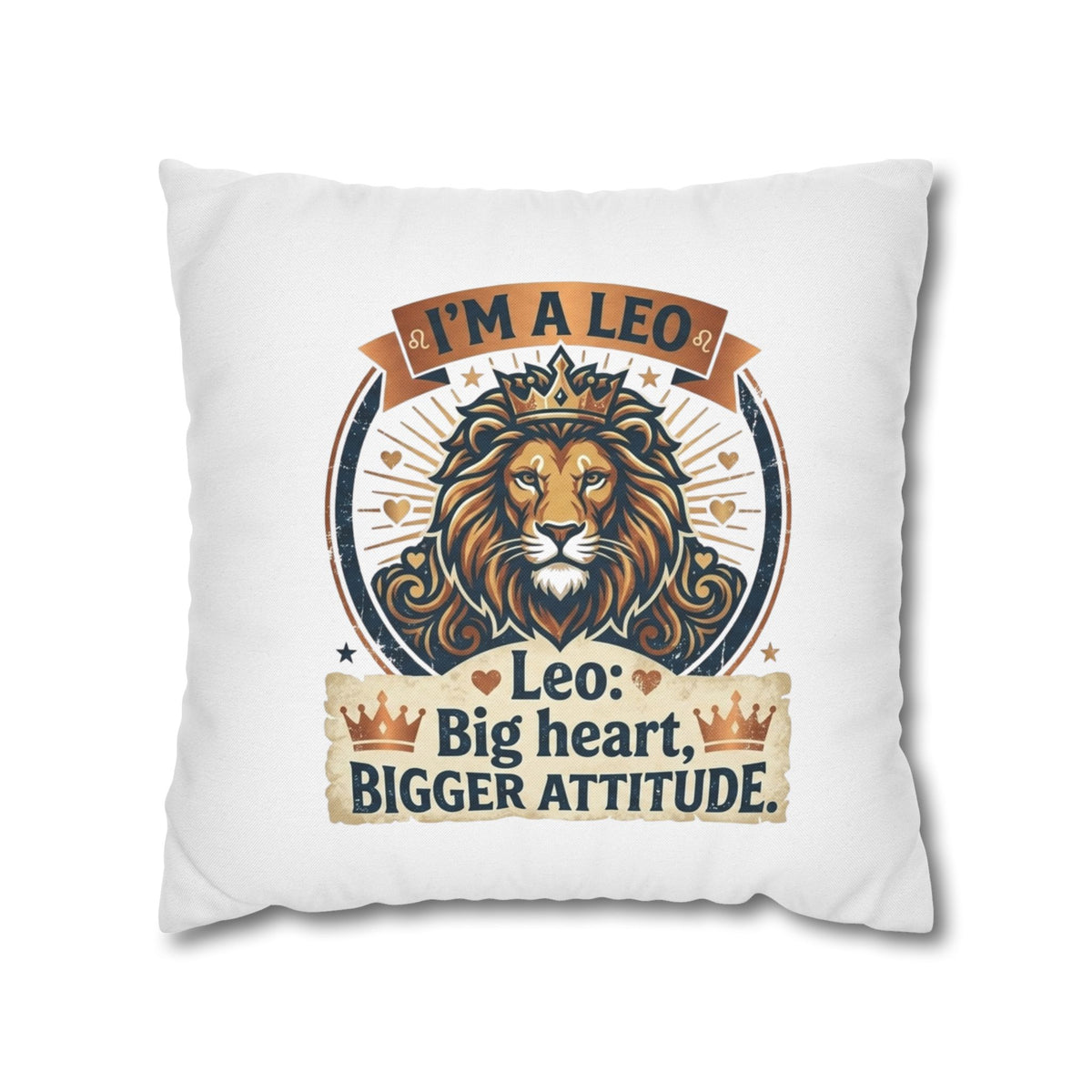 Leo Zodiac Big Heart Big Attitude Spun Polyester Square Pillowcase