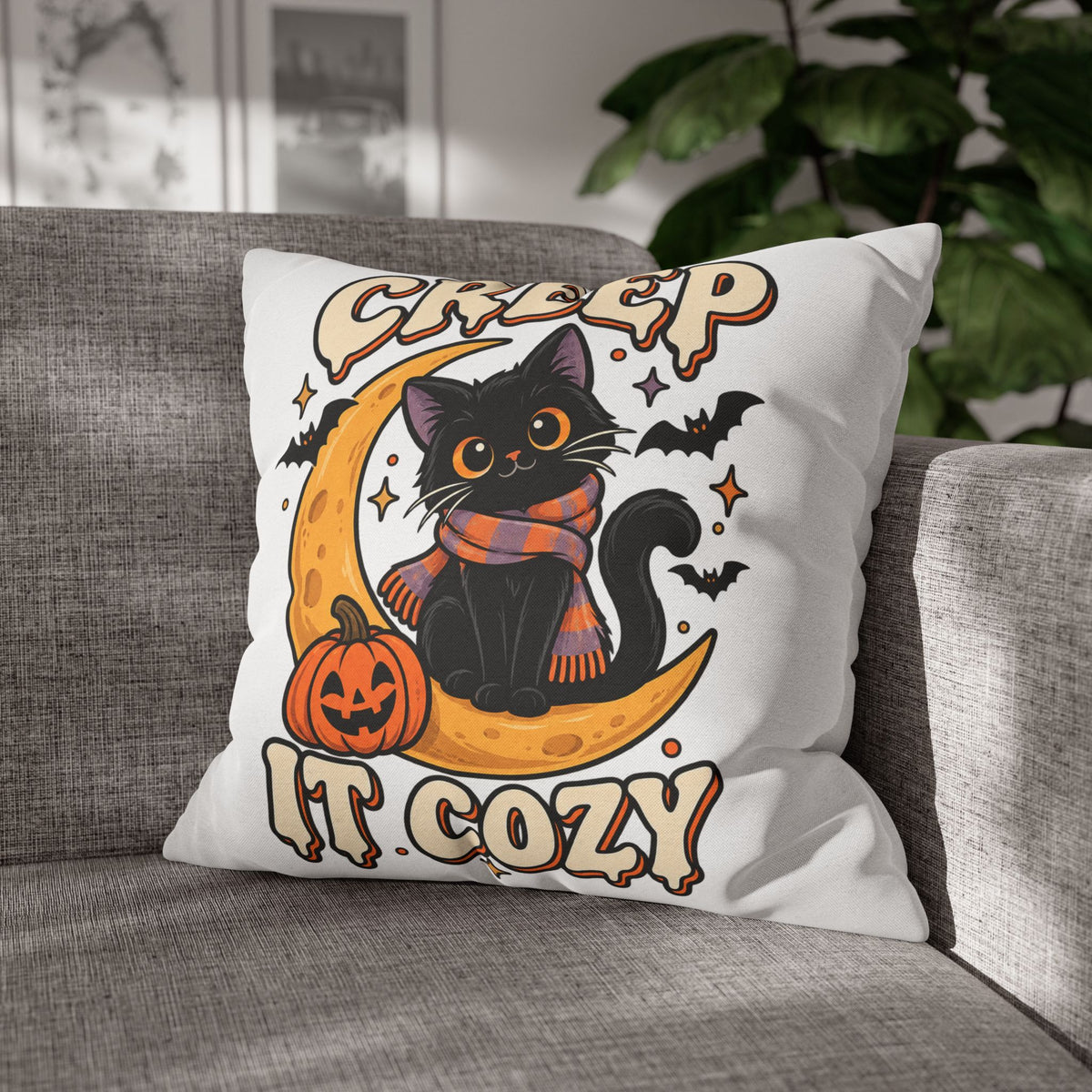 Creep It Cozy Halloween Cat Pillowcase
