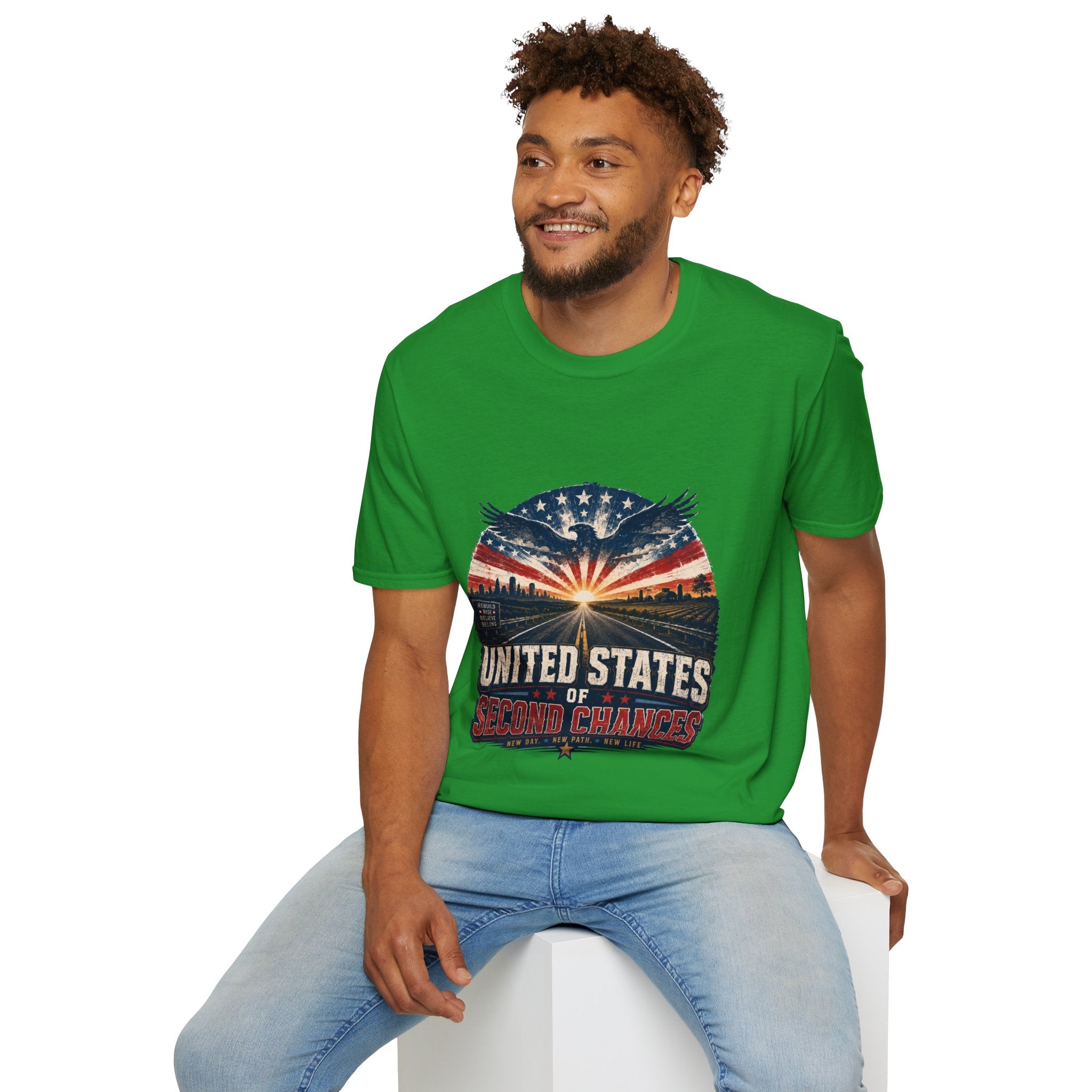 Patriotic Eagle T-Shirt — United States Skyline Vintage Flag Design