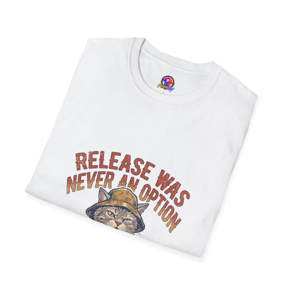 Funny And Witty Fishing Cat T-Shirt – "Release Was Never An Option" Vintage Angler Tee