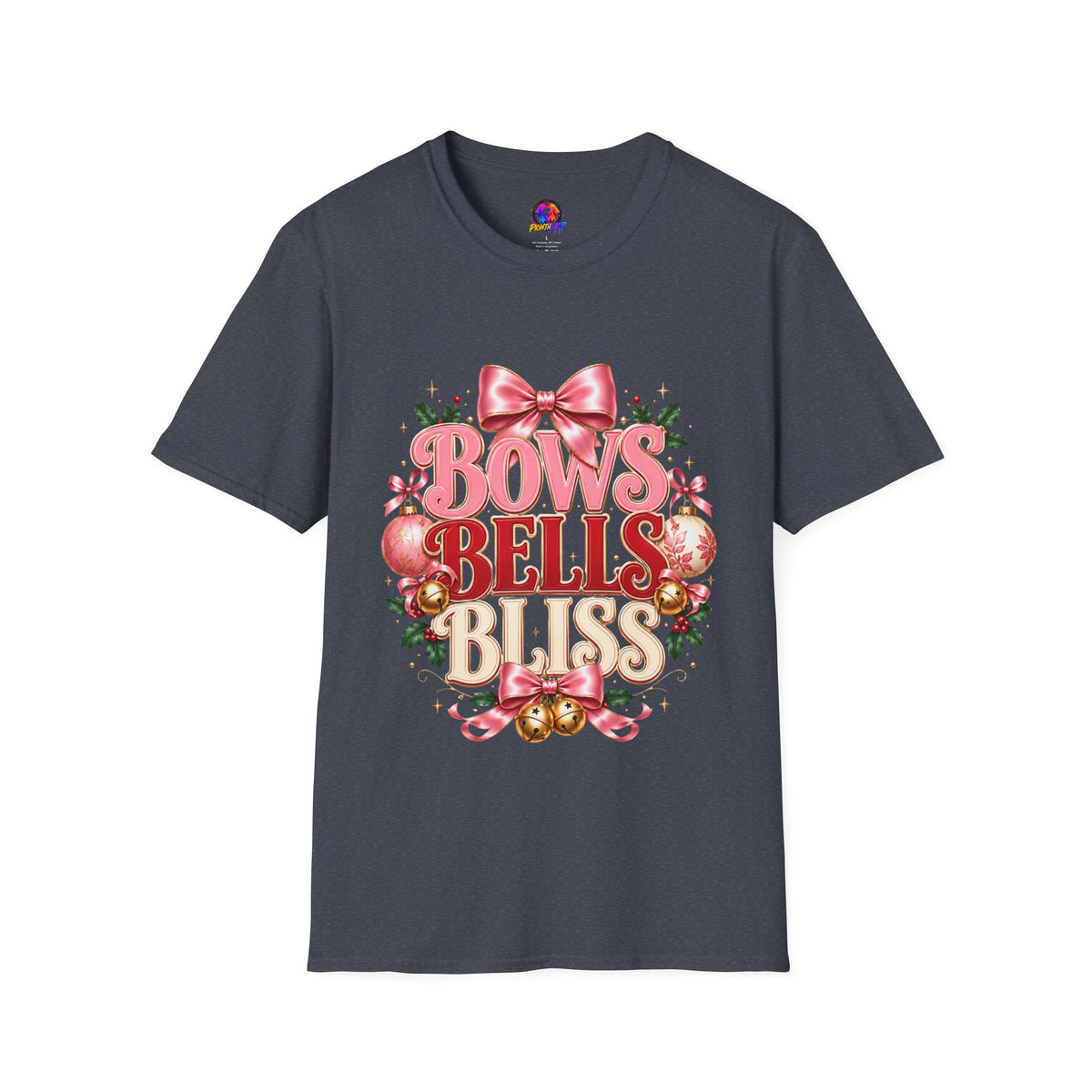 T-Shirt — Bows Bells Bliss Christmas Graphic Tee