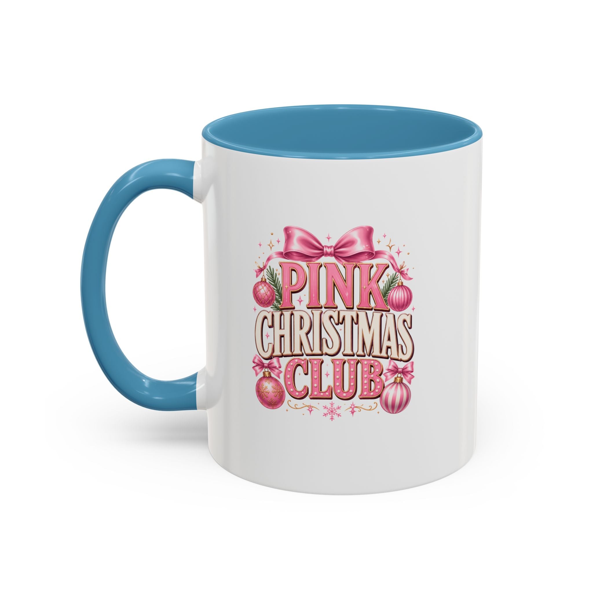 Pink Christmas Club Accent Coffee Mug — Festive Holiday Coffee Cup