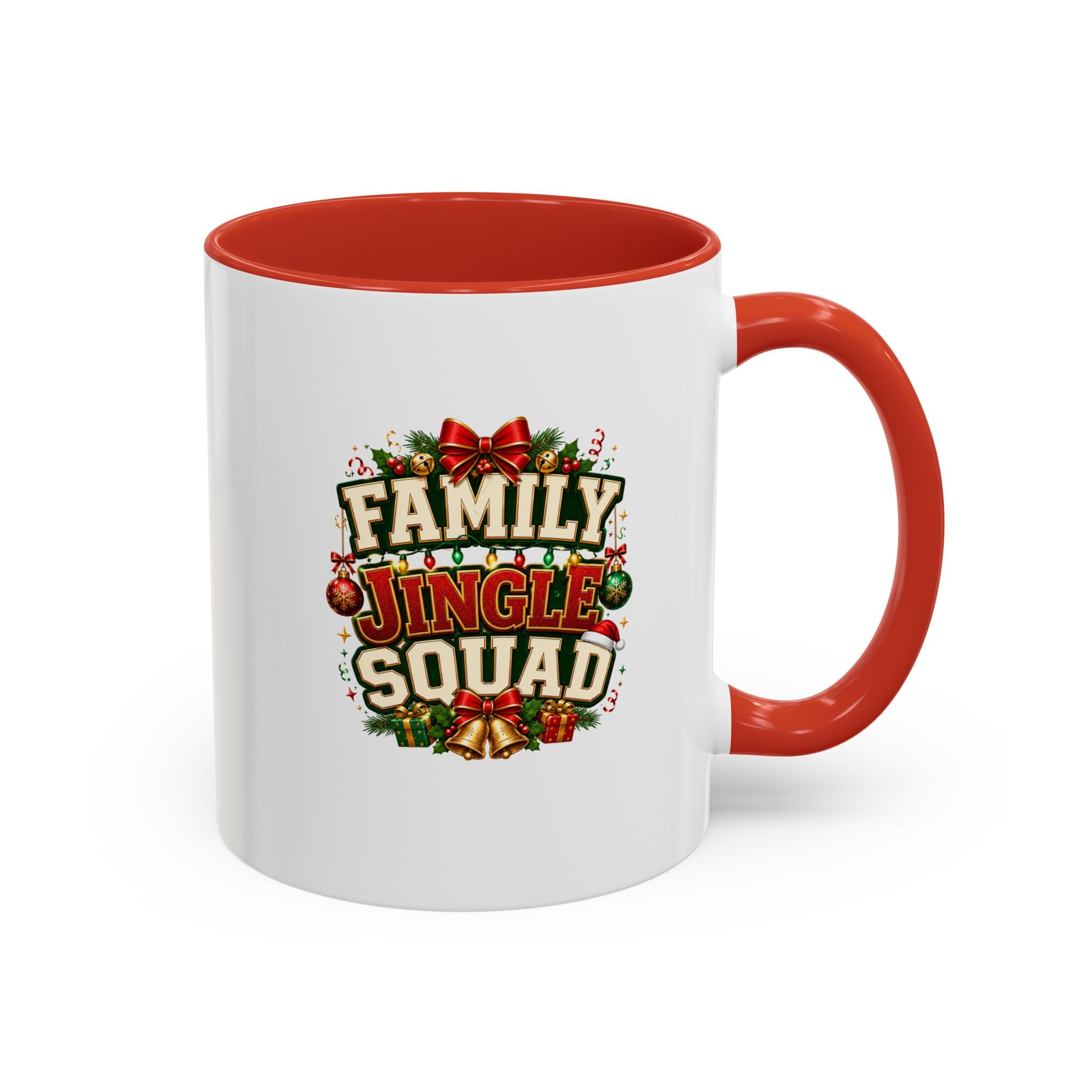 Family Jingle Squad Accent Coffee Mug — Christmas Holiday Coffee Cup