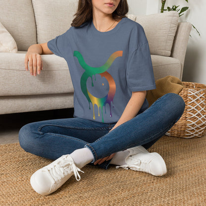 Taurus Drip Graphic Tee — Rainbow Zodiac Bull Shirt